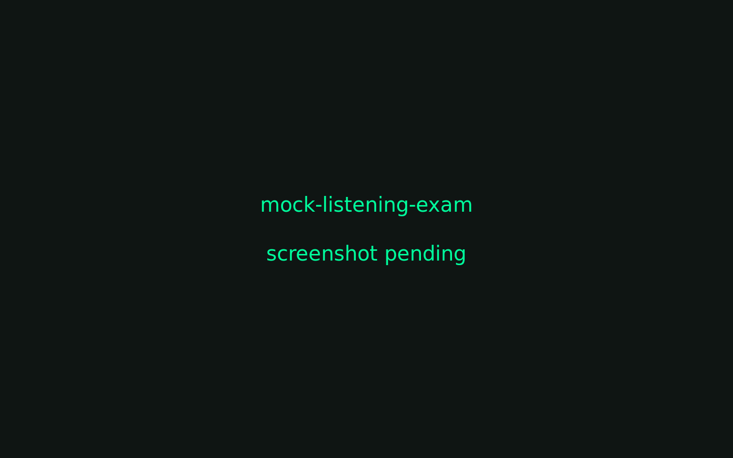 The Listening exam screen — audio player, question navigator, answer area